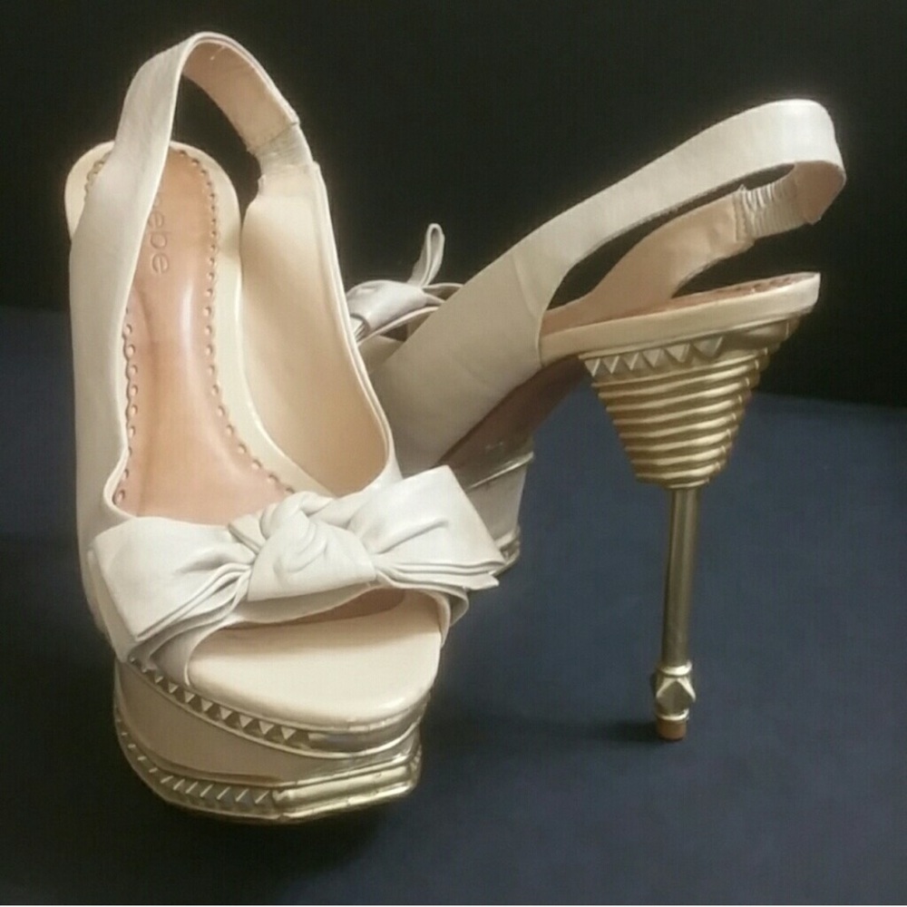 Bebe Genuine Leather Shoes with Gold Accents - Picture 2 of 8